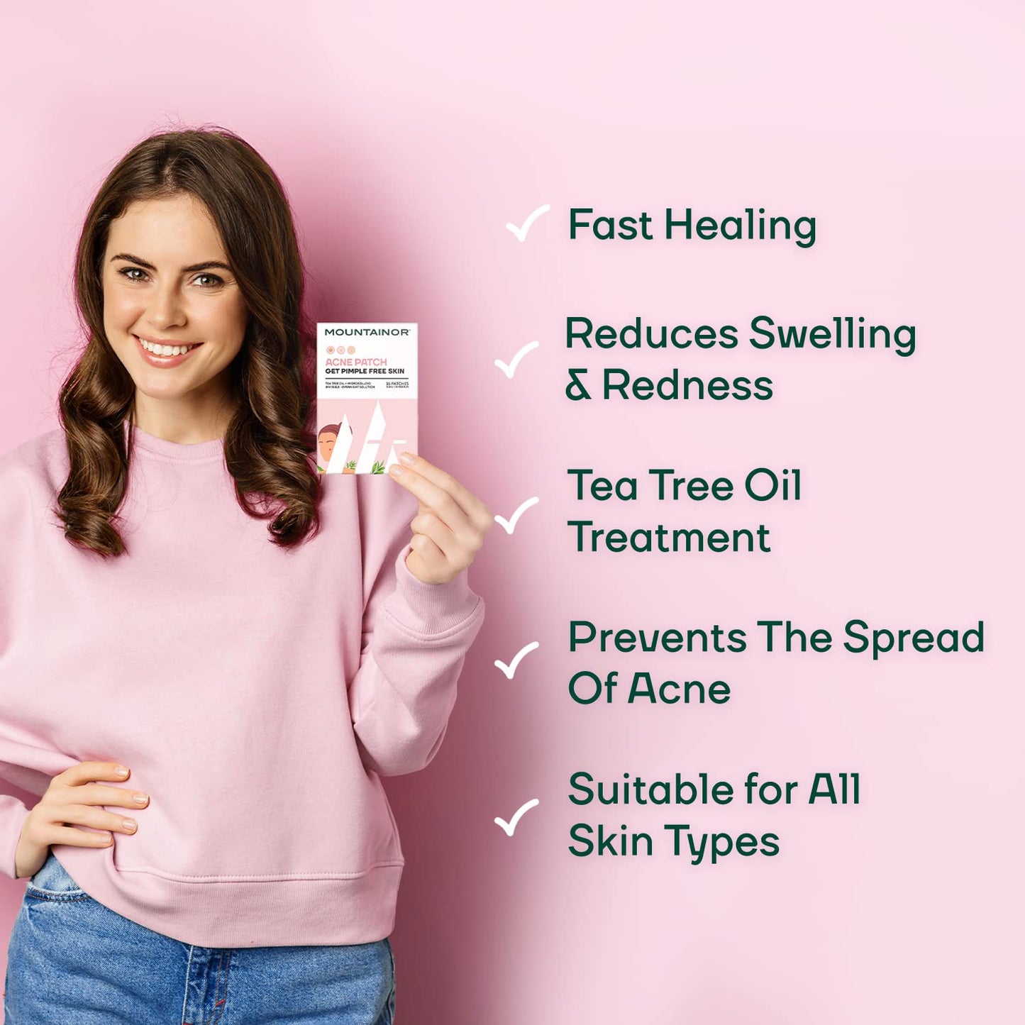 MOUNTAINORÂ® Acne Pimple Patch - Hydrocolloid + Tea Tree Oil Potent Spot Cover, Fast Breakout Healing, Overnight Removal of Acne Gunk, Waterproof Invisible Patches, Safe & Certified 36 Patches.