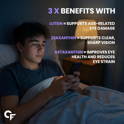 Carbamide Forte Eye Supplement Gummies | Lutein and Zeaxanthin Supplements For Women & Men | Lutein 10mg, Zeaxanthin 2mg & Astaxanthin 2mg | Eye Supplements to Improve Vision | 60 Veg Eye Gummies