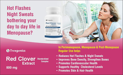 Trexgenics RED CLOVER 500mg (10% Phytoestrogen Isoflavones) Natural Menopause, Hormonal Balance Support for Women (60 Vcaps) (1)