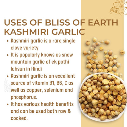 Bliss of Earth Naturally Organic Kashmiri Garlic 1kg Single Clove, Kashmiri Ek Pothi Lahsun