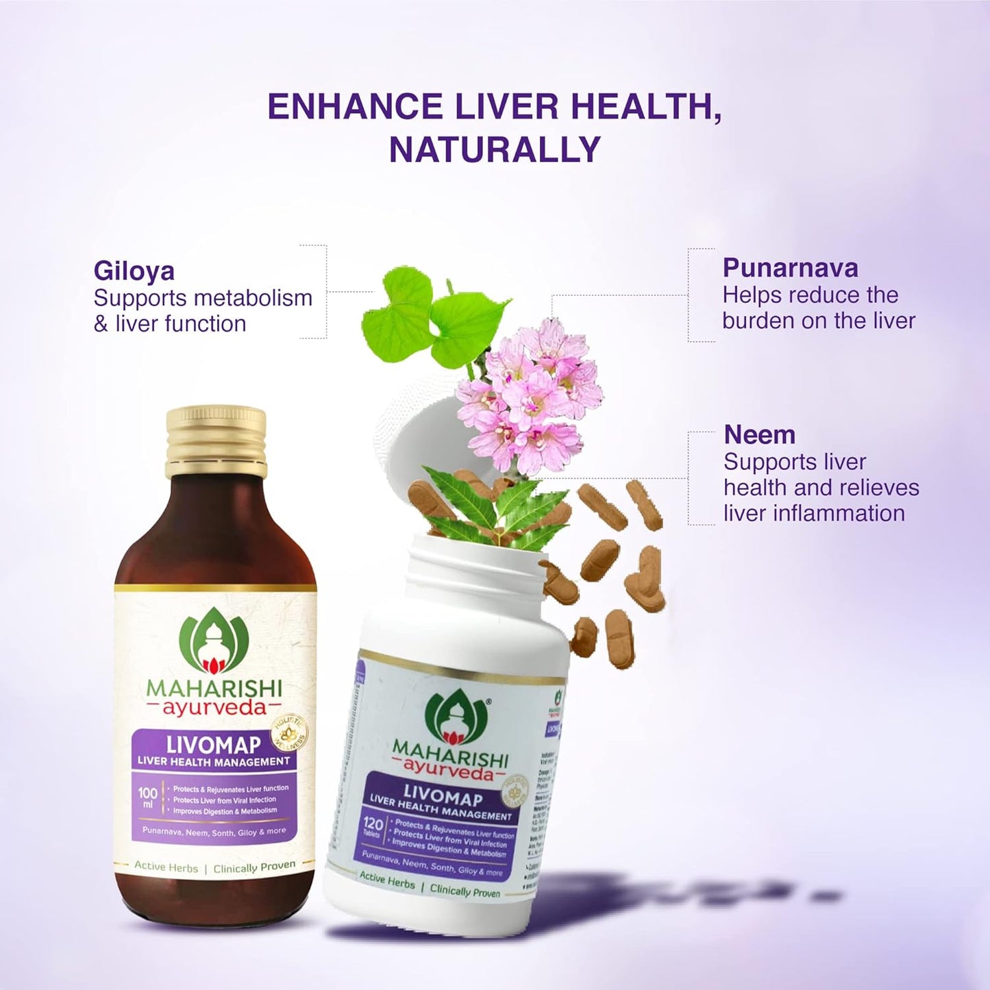 Maharishi Ayurveda Livomap Tablets for Liver Health and Support | Liver Health Management | Rejuvenate Liver Function | Helps to Improve Digestion- 120 Tablets