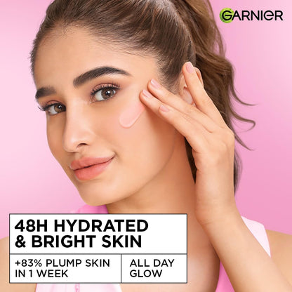 Garnier Fresh & Plump Niacinamide Sorbet Moisturizer Cream, 4.5% Niacinamide + Peptide + BHA + Vitamin C, 9x Lighter Sorbet Texture, For Hydrated and Plump Skin, Suitable for Oily to Normal & Combination Skin, 90g