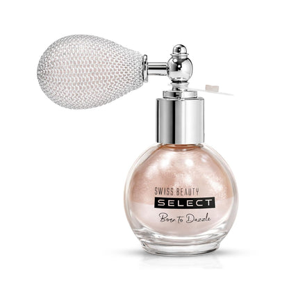 Swiss Beauty Select Born To Dazzle Glitter Spray | Pearlescent Particles | Multidimensional Shine | High-Impact Glow | Lightweight & Blendable | Gentle On The Skin | For Body & Hair | Shade- Hollywood Glam, 5gm