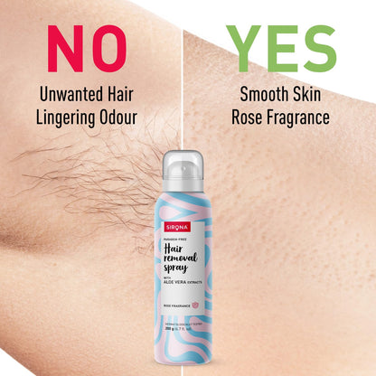 Sirona Hair Removal Spray Foam with Aloe Vera Extracts and Rose Fragrance 200 ml (Pack of 1) | For Legs, Arms & Underarms | Removes Hair in 10 Minutes | Parabens Free | Dermatologically Tested