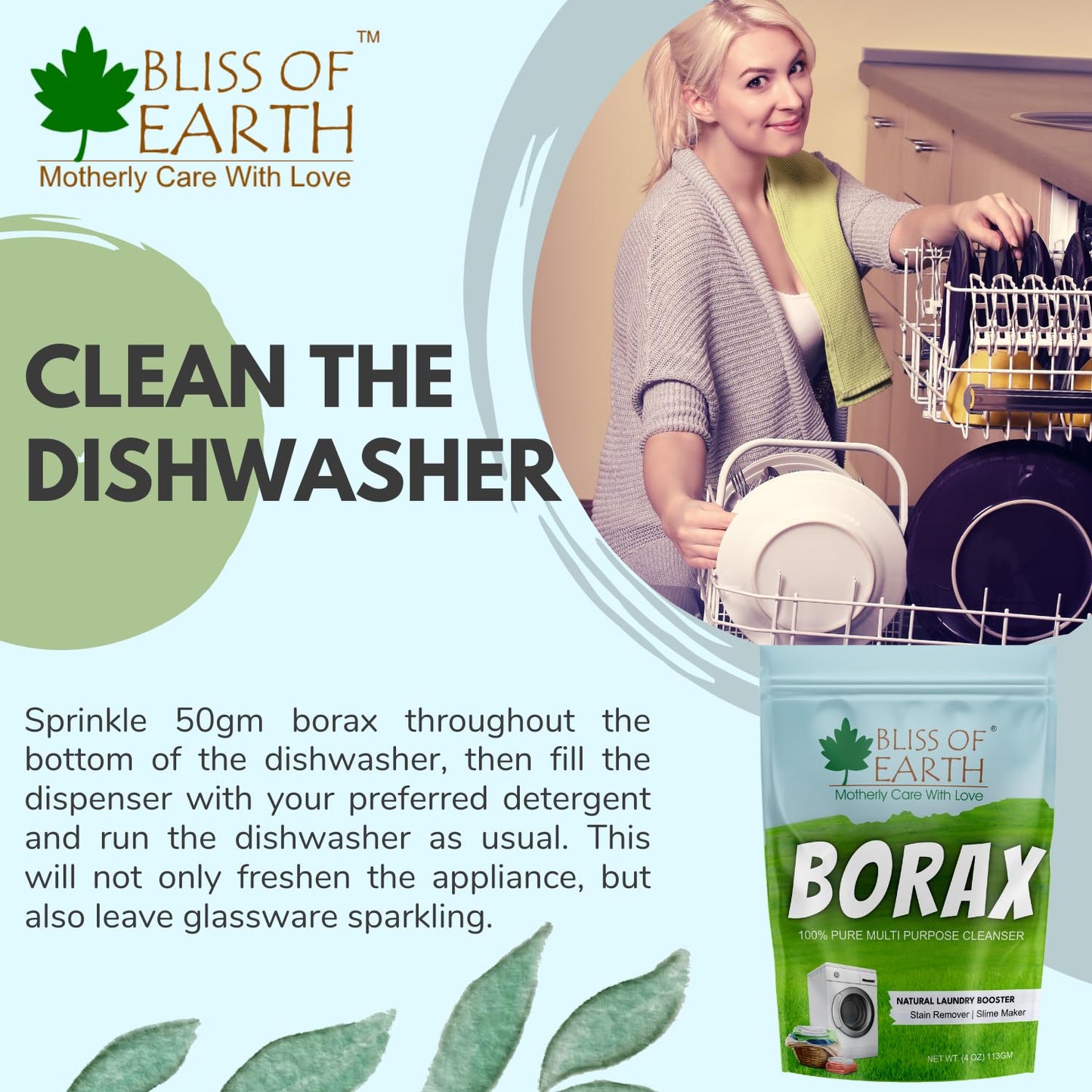 Bliss of Earth Borax Powder For Washing Cloths, Slime Maker, Cleaning & Stain Remover, Ants Killer, 100% Pure Sodium Borate Powder 113GM