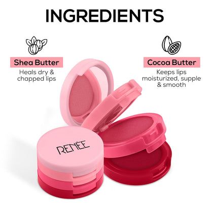 RENEE Glam Stack Creme Lip & Cheek Tint - Pink 4.5g - 3 Shades in 1, Rich Creamy Natural Seamless Finish, Smooth & Blendable Formula - Travel Friendly, Quick & Easy to Use