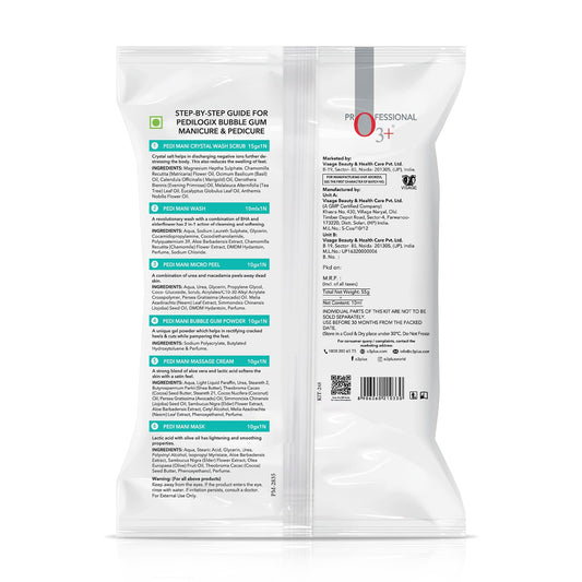 O3+ Pedilogix Bubblegum Manicure Pedicure Kit for Hand and Feet Lightening, Softening and Massage (1 Pc, 65 g)