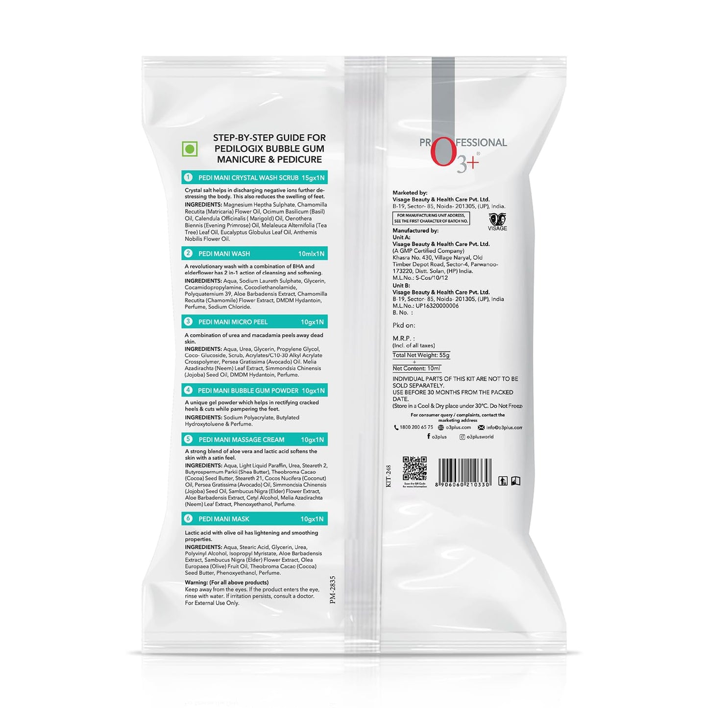 O3+ Pedilogix Bubblegum Manicure Pedicure Kit for Hand and Feet Lightening, Softening and Massage (1 Pc, 57 g)
