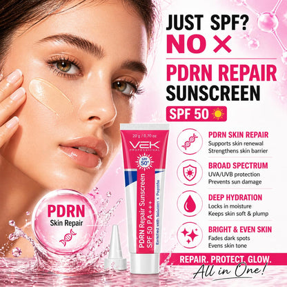 VSK Professionals PDRN Repair Tinted Sunscreen SPF 50+ | Broad Spectrum UVA/UVB Protection | Skin Repair Formula with Natural Tinted Coverage | Lightweight, Non-Greasy Daily Wear for Even, Glowing Skin Tone | 20g (Pack of 1)