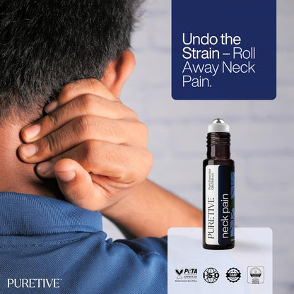 PURETIVE | Neck Pain Relief Roll-On | 100% PURE Plant Oils| Instant Cooling & Warming Sensation to Soothe Muscle Tension | For Neck Pain Caused by Poor Posture & Long Hours at a Desk | 10ML