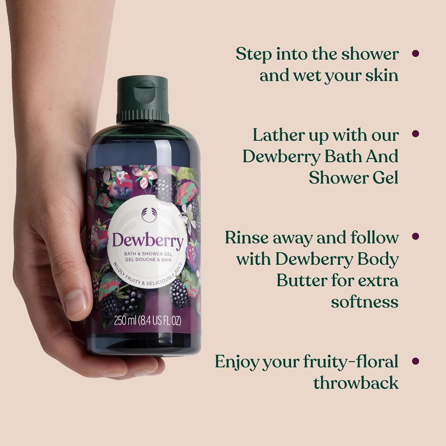 The Body Shop Dewberry Body Yogurt 200ml Lightweight Gel-Cream Body Moisturiser for 48-Hour Hydration, Fast-Absorbing Fruity and Floral Body Lotion with Community Fair Trade Almond Milk