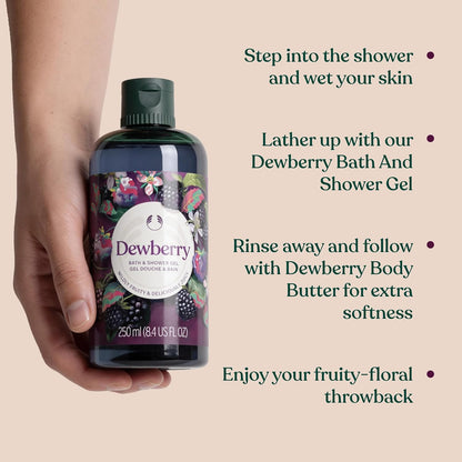 The Body Shop Dewberry Body Yogurt 200ml Lightweight Gel-Cream Body Moisturiser for 48-Hour Hydration, Fast-Absorbing Fruity and Floral Body Lotion with Community Fair Trade Almond Milk