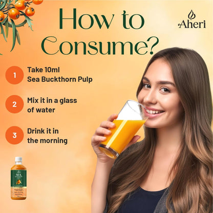 Himayya Sea Buckthorn Juice 500 ML | Herbal Buckthorn Berry Juice with Natural Vitamin C, Omega 3 6 7 9 Supplement & Antioxidants | Herbal Supports for Immunity, Skin Glow & Gut Health - (Pack of 1)