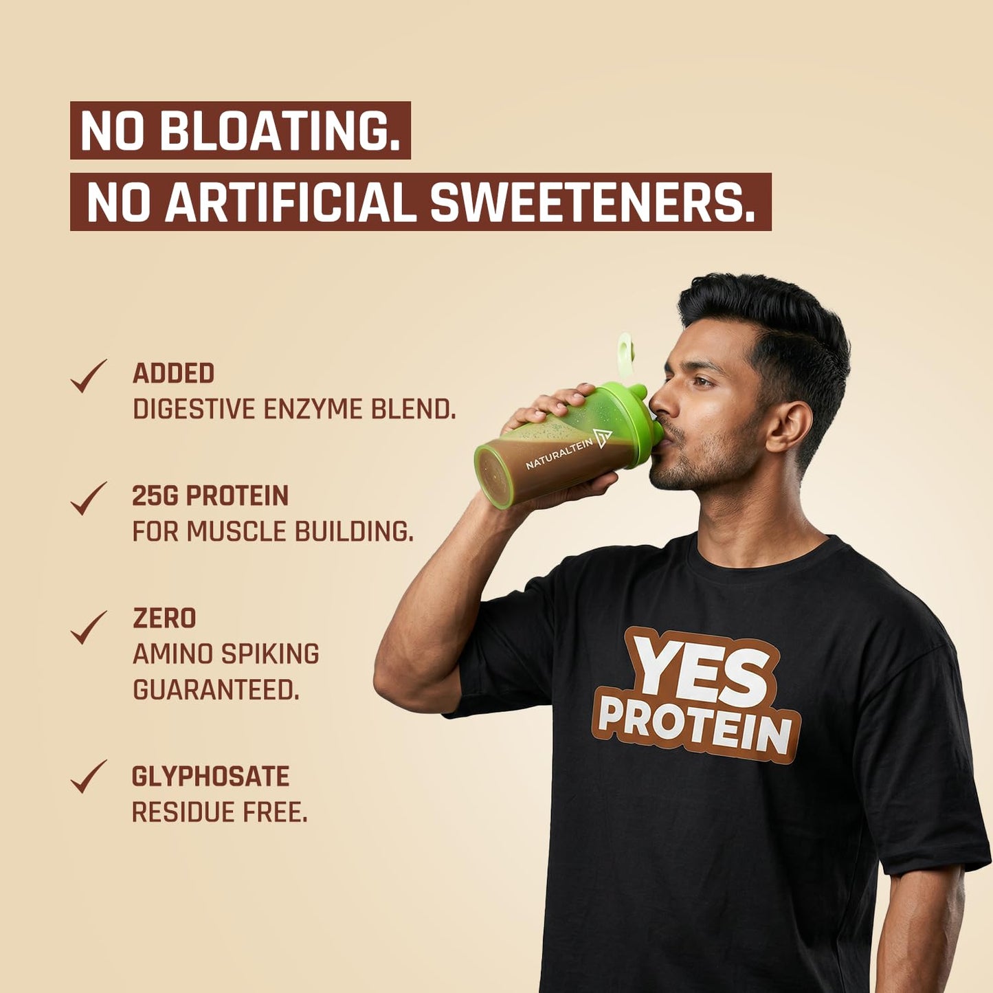 Naturaltein YES Protein 1kg | Fermented Yeast Vegan Protein Powder | Rich Coffee Flavour | 25 g Protein | No Added Sugar | Naturally Sweetened | Digestive Enzymes | Heavy Metal Tested | 28 Servings