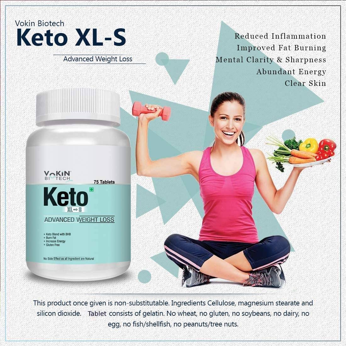 Vokin Biotech Keto Advanced XL to S Weight Loss Supplement & Supports Fat Burn (75 Tablets)