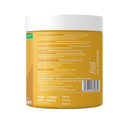 Naturaltein BCAA E+ Boost - Vegan BCAAs with Electrolytes, Vitamins & Minerals - 300g Clean Energy Drink - Natural Orange