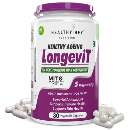 HealthyHey Nutrition LongeviT - MITOPRIMEÂ® - Support Skin Health - 30 Vegetable Capsules