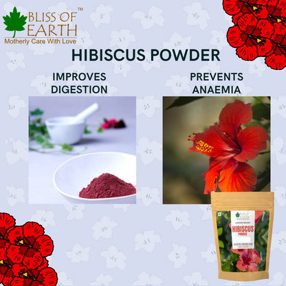 Bliss of Earth Hibiscus powder for face Hair | Makes Hair Stronger & Thicker | Controls Ageing | Cures Acne & Pimples | 100gm
