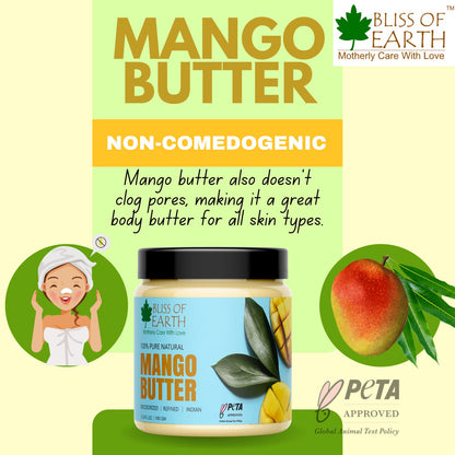 Bliss of Earth Deodorised Indian Mango Butter For Face Skin Hair & DIY 100GM Pack of 1