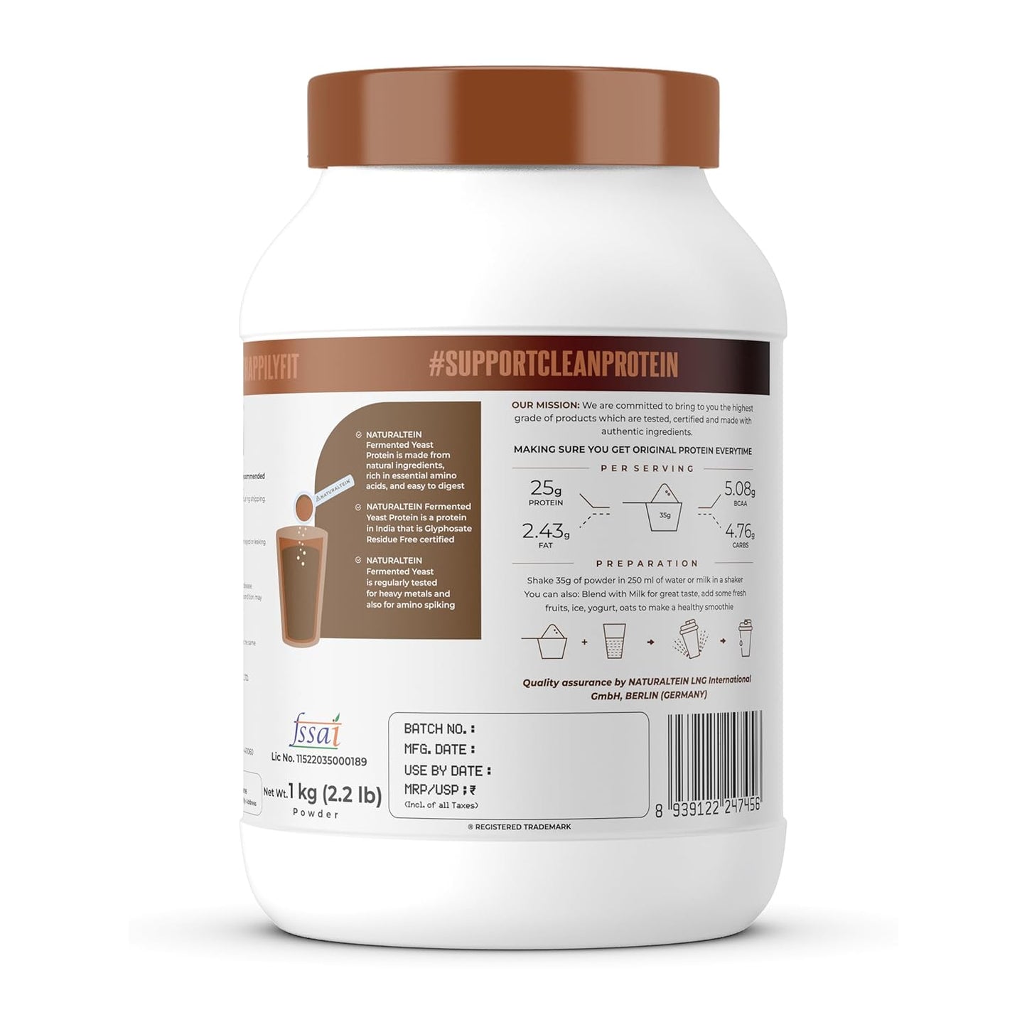 Naturaltein YES Protein 1kg | Fermented Yeast Vegan Protein Powder | Rich Coffee Flavour | 25 g Protein | No Added Sugar | Naturally Sweetened | Digestive Enzymes | Heavy Metal Tested | 28 Servings
