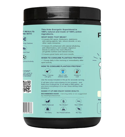 Plantigo Vanilla Flavor Health Drink for Kids, 500 Gms | Kids Protein, Growth & Brain Health Supplement | Vegan Plant Based Kids Health Drink | Protein Powder For Kids