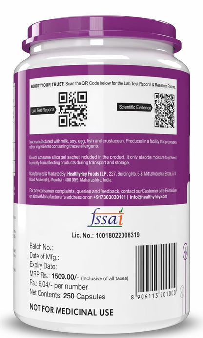 HealthyHey Nutrition Boron Advanced Chelated - 250 Veggie Capsules - Gluten Free, Non-GMO