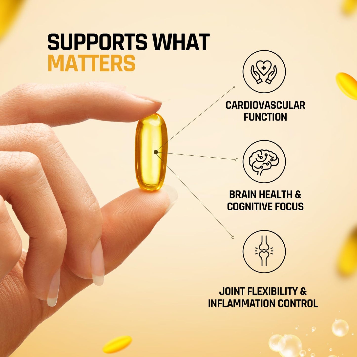NATURALTEIN Omega-3 Fish Oil 1250mg Triple Strength Softgels | 450mg EPA & 300mg DHA in Triglyceride Form for Better Absorption | Heart, Brain, Eye & Joint Support | Glyphosate-Free | 30 Capsules