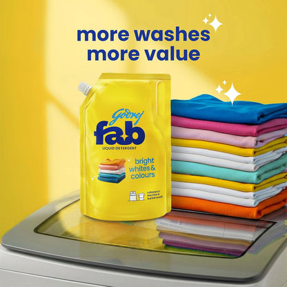 Godrej Fab Liquid Detergent Refill Pouch for Machine & Bucket Wash (800g)