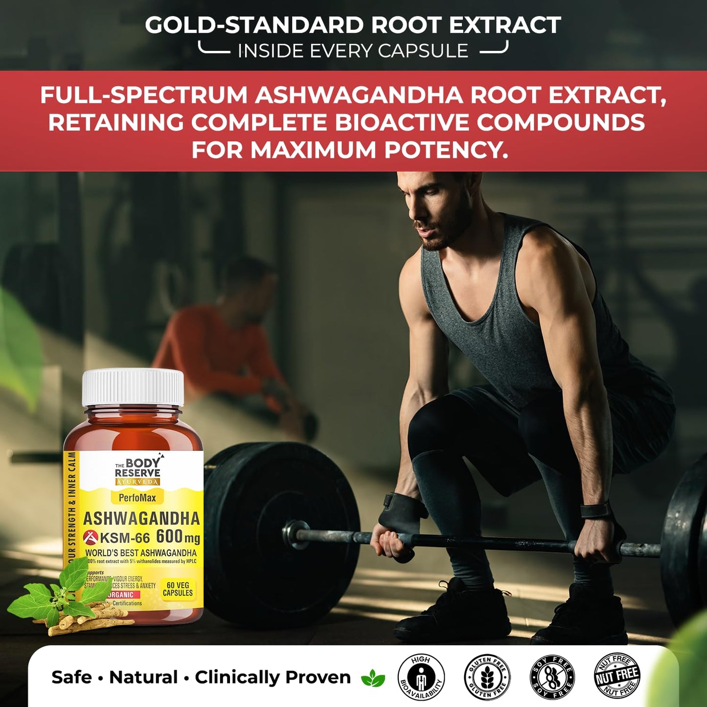 The Body Reserve Ashwagandha KSM66-60 Capsules Ashwagandha KSM 66 for men & Women Supports Stress Management & Muscle Recovery