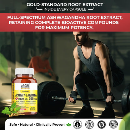 The Body Reserve Ashwagandha KSM66-60 Capsules Ashwagandha KSM 66 for men & Women Supports Stress Management & Muscle Recovery
