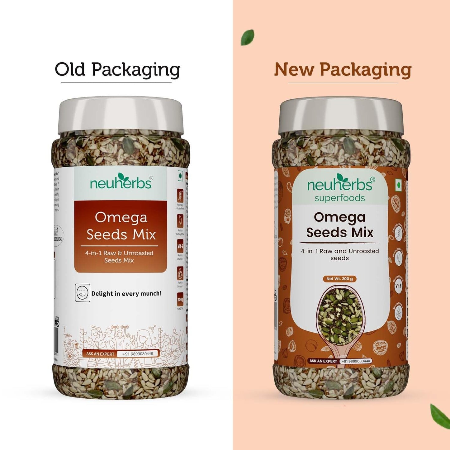 Neuherbs Omega-3 Fiber 4-in-1 raw & Unroasted seeds mix 200g | Diet snacks | Super Seeds Mix For Eating | Healthy Food For Weight Management, Heart,Good Skin