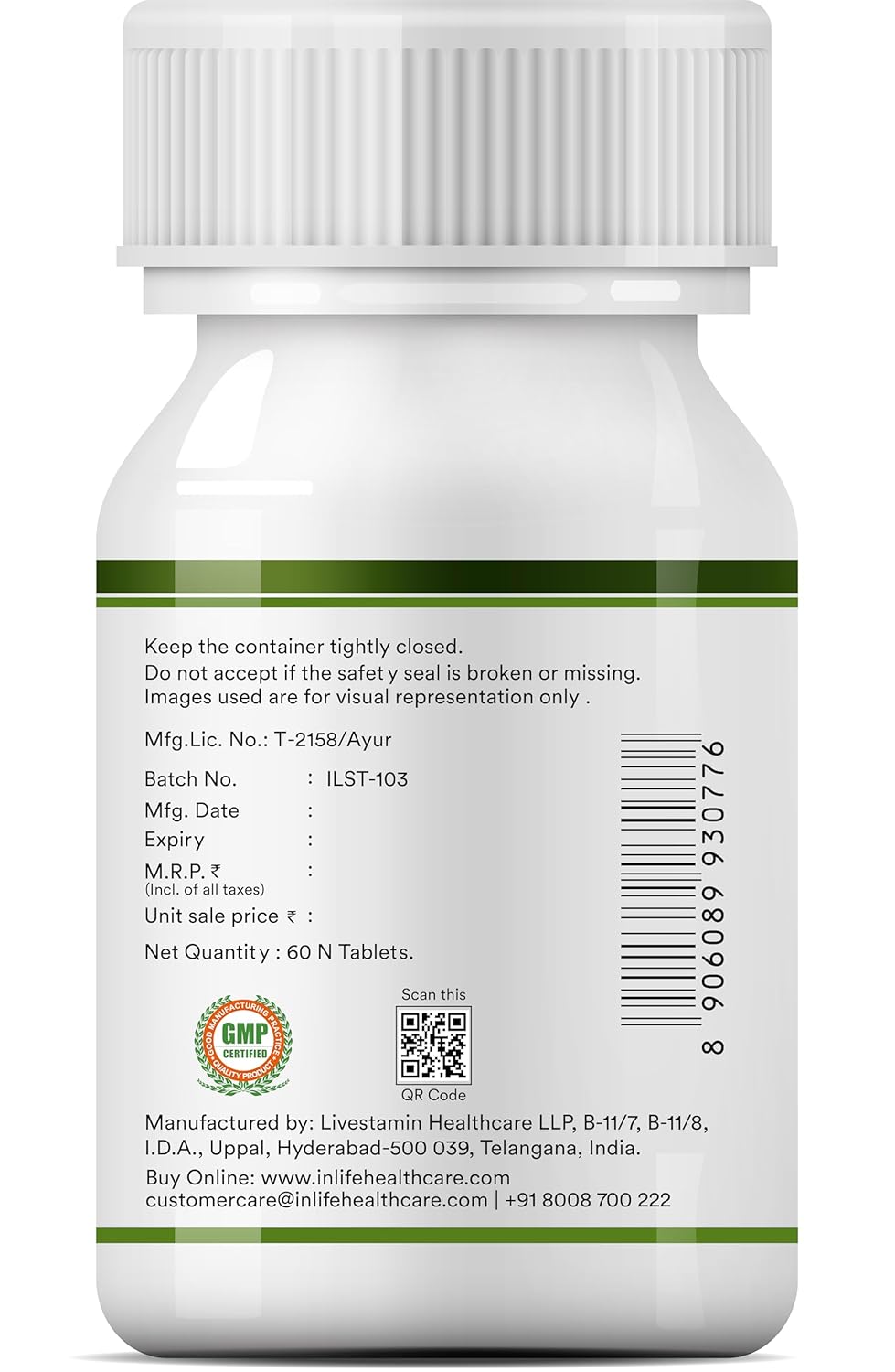 INLIFE Spirulina Tablets 2000 mg (per serving) | Green Superfood Supplement | Nutritional Supplement Protein Fiber Antioxidants - 60 Tablets (Pack of 1, 60's)