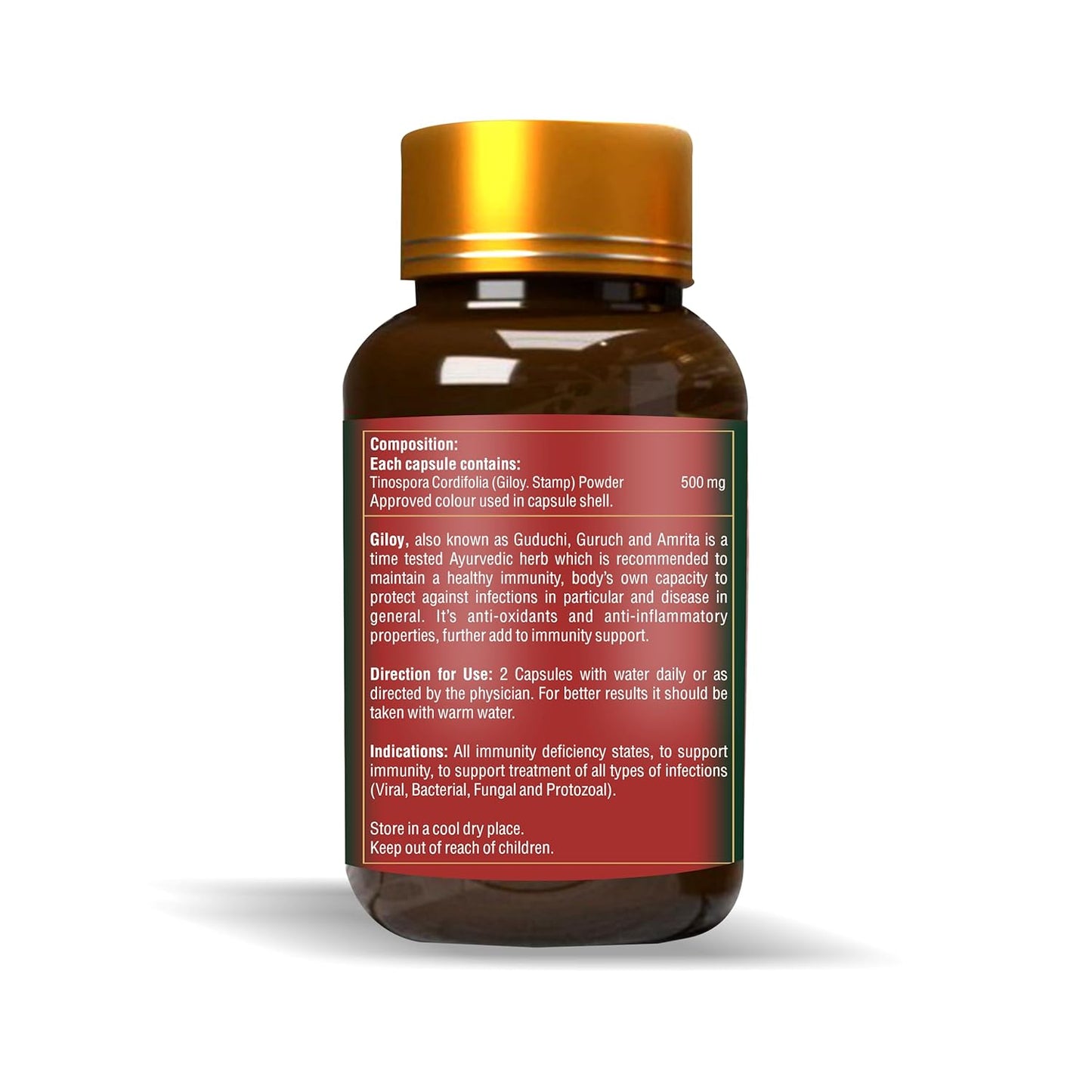 Zeelab Giloy Capsules (Guduchi) - Natural Immunity Booster with Antioxidant Properties (100 Capsules)