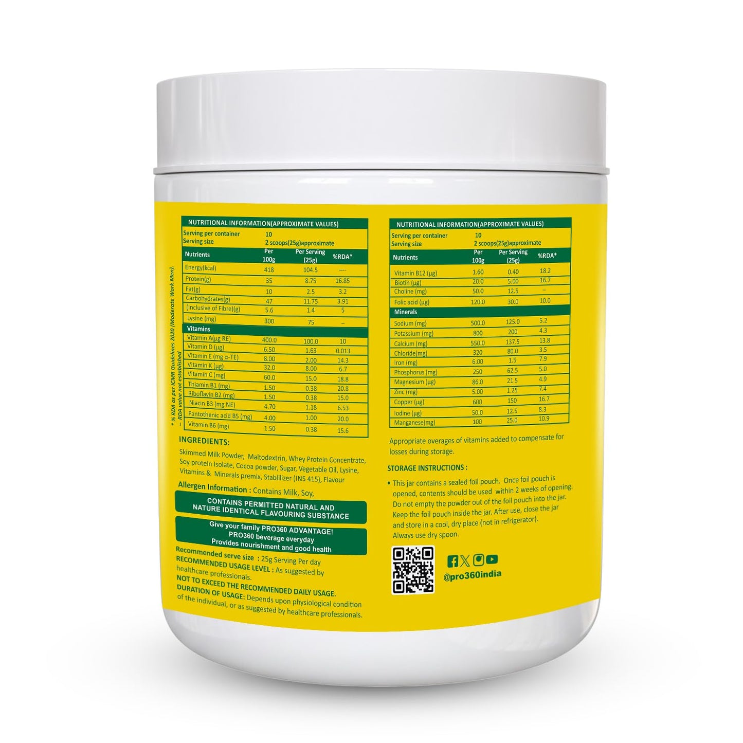 Pro360 WeightGainer Pro High Protein and Carbohydrates Powder â€“ Calorie Rich Complete Nutritional Supplement â€“ Triple Protein Formula with Vital Nutrients for Men, Women â€“ Chocolate Flavour â€“ 250g