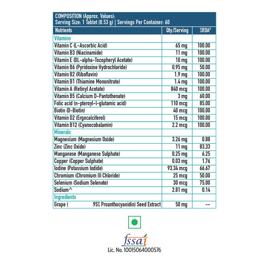 HealthKart HK Vitals Zinc Supplements (60 Tablets) | With Vitamin C, Vitamin D3, Multivitamin and Multimineral | Immunity Boosters For Adults