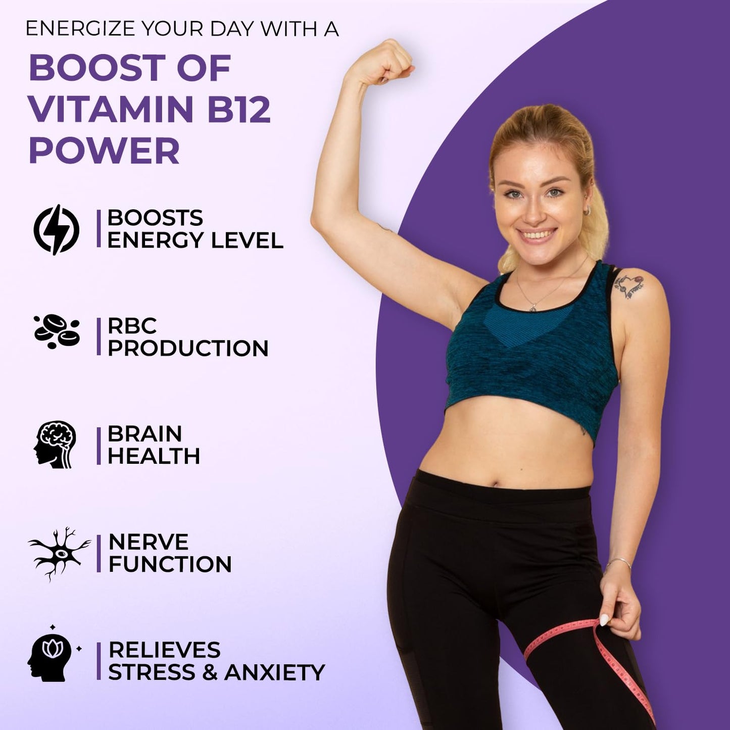 THE BODY RESERVE Vitamin B12 Tablets 1500 mcg as Methylcobalamin Vitamin B12 Supplements for Men & Women -90 Veg tablets (3 Months Supply Pack)