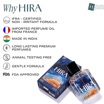 HIRA Dive Club Perfume for Men 50ml | 12 Hours Long Lasting Eau De Parfum Premium Luxury Smell | Best Men Perfume with Woody, Musky & Spicy Scent | Bold Night-Out & Date Night Fragrance | Gifts for Men, boyfriend