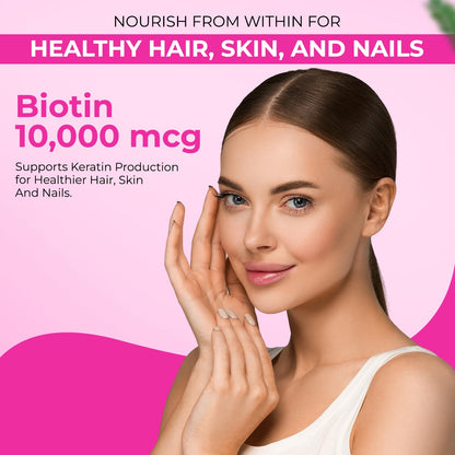 The Body Reserve Biotin 10000 mcg Tablet -60 Veg Tablets, Biotin Tablets For Hair, Skin & Nails, Hair Vitamins Biotin Supplement For Men & Women 2 Monthâ€™s Supply Pack