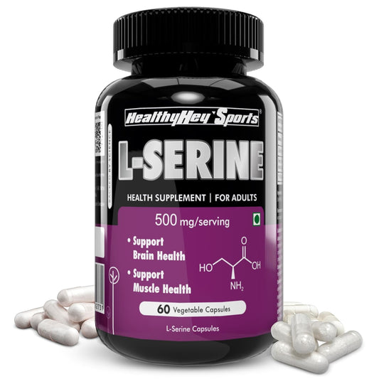 HealthyHey Sports L-Serine - 500mg/Serving - 60 Vegetable Capsules