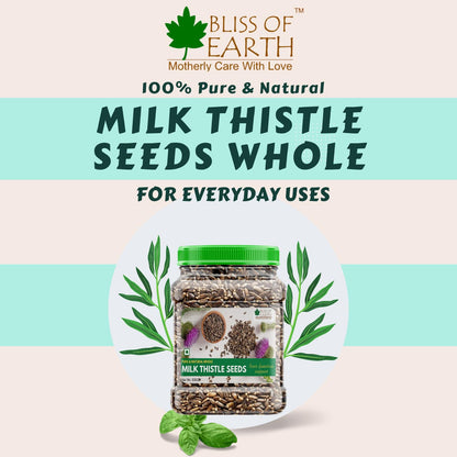 Bliss of Earth 500gm Milk Thistle Seeds Organic Super Food Great for Guts Health & Boost Immunity (Pack of 1)