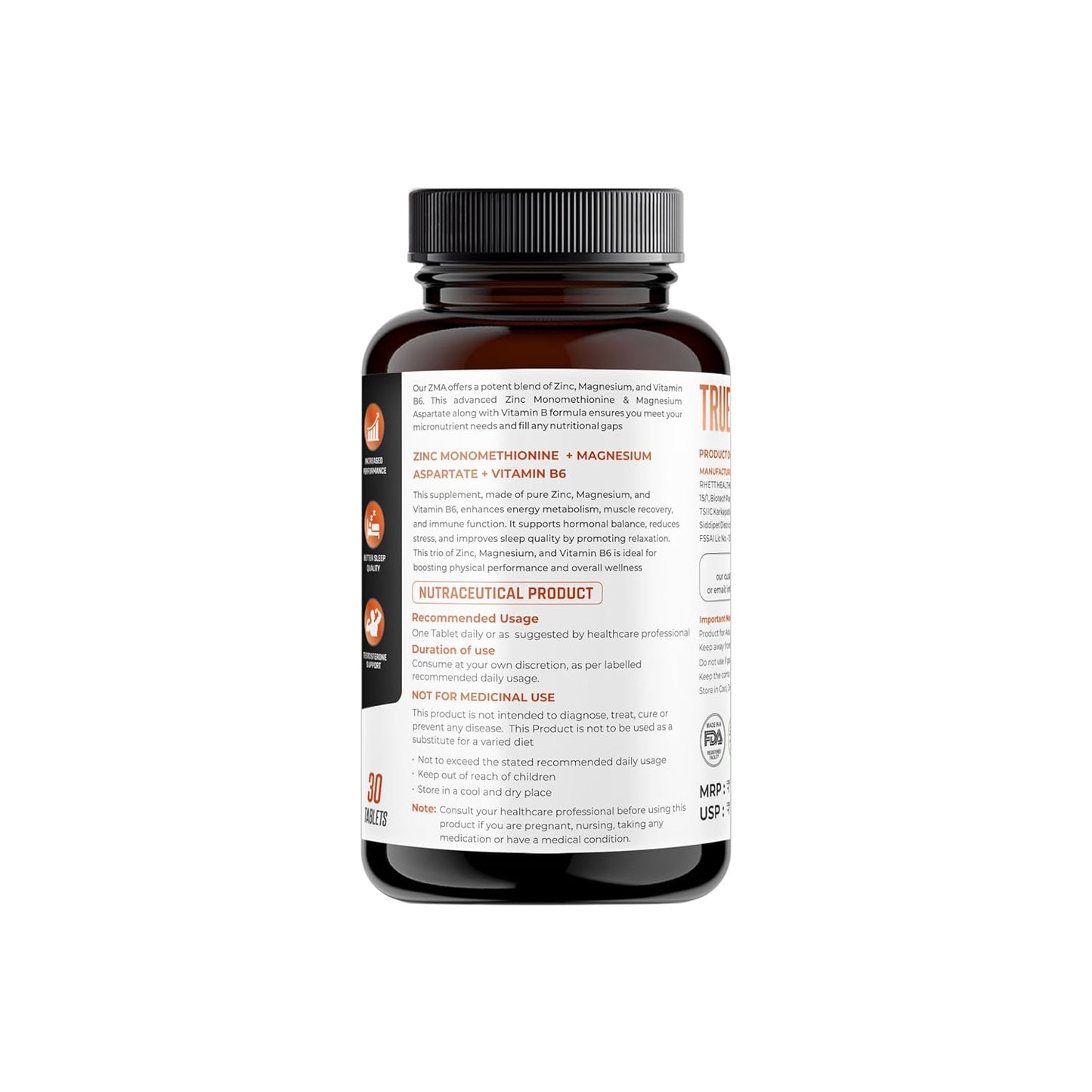 NATURALTEIN ZMA Tablets â€“ Zinc Magnesium Vitamin B6 Supplement | 30 Veg Tablets | Sports Recovery & Daily Performance | Muscle Strength, Better Sleep & Faster Recovery