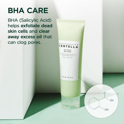 SKIN1004 Madagascar Centella Teaâ€‘Trica BHA Foam Cleanser | Gentle Exfoliating Face Wash, 125â€¯ml