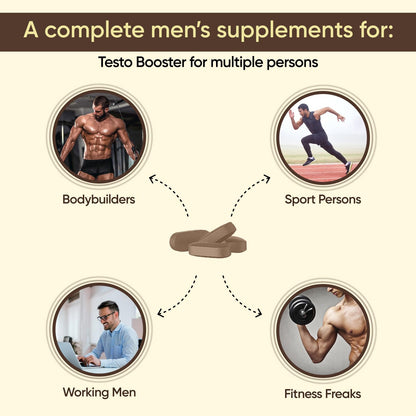 Herbalmax Testo Support Testosterone Supplement | With Gokshura, Safed Musli, L-Arginine & Ashwagandha | Natural Testosterone Booster for Strength, Stamina, Performance & Energy â€“ 60 Tablets