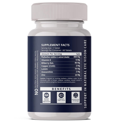 DAILY NUTRA Vision Pro Complete Eye Care Solution With Doctors #1 Recommended AREDS 2 Patented Formula || Lutein, Zeaxanthin, Bilberry, Vitamin E, Copper And Zinc Supplement - 60 Veg Tablets