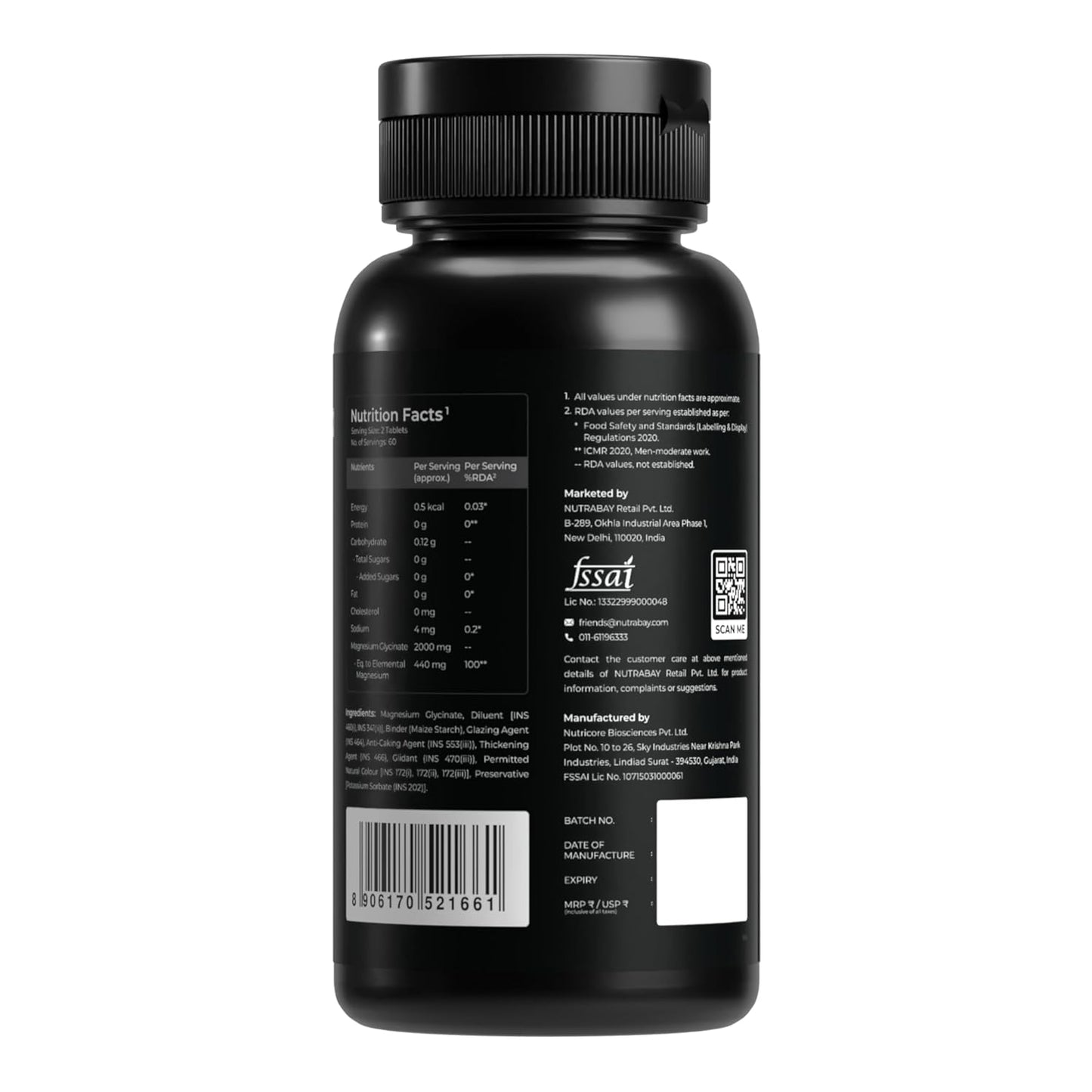 NUTRABAY Magnesium Glycinate 2000mg Per Serving | High Absorbing Chelated Form For Deep Sleep, Muscle Soreness & Brain Function | For Men & Women | 120 Tablets