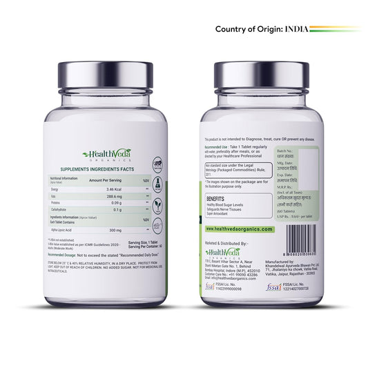HEALTH VEDA ORGANICS PRIVATE LIMITED Alpha Lipoic Acid 300Mg | 60 Veg Tablets | Boosts Liver Function, Maintains Healthy Blood Sugar, Antioxidant Support | For Both Men & Women