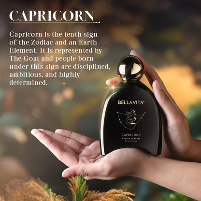 BELLAVITA Zodiac Collection Capricorn EDP Unisex | Pink Pepper, Jasmine and Vetiver | Premium Long Lasting Fragrance Perfume for Men and Women, 100ml