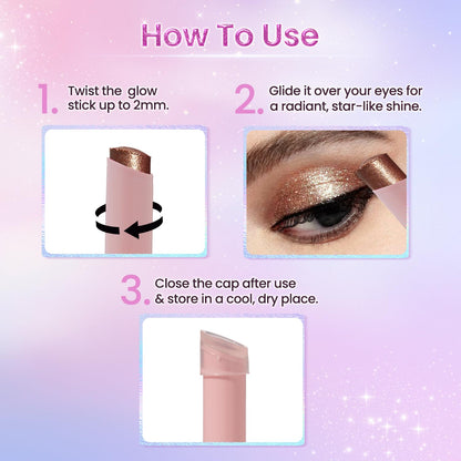Swiss Beauty Jelly Verse Eyeshadow Glow Stick | Rich Colour Payoff | Crease-Proof | Sparkling Shine | 6 Stellar Shades | Shade- 1. Star Shower, 3g