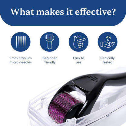 Man Matters 1.00 mm Derma Roller with Disinfectant | With 540 Titanium Alloy Needles | Promotes Beard & Hair Growth & Reduces Acne Scars | Safe & Effective to Use