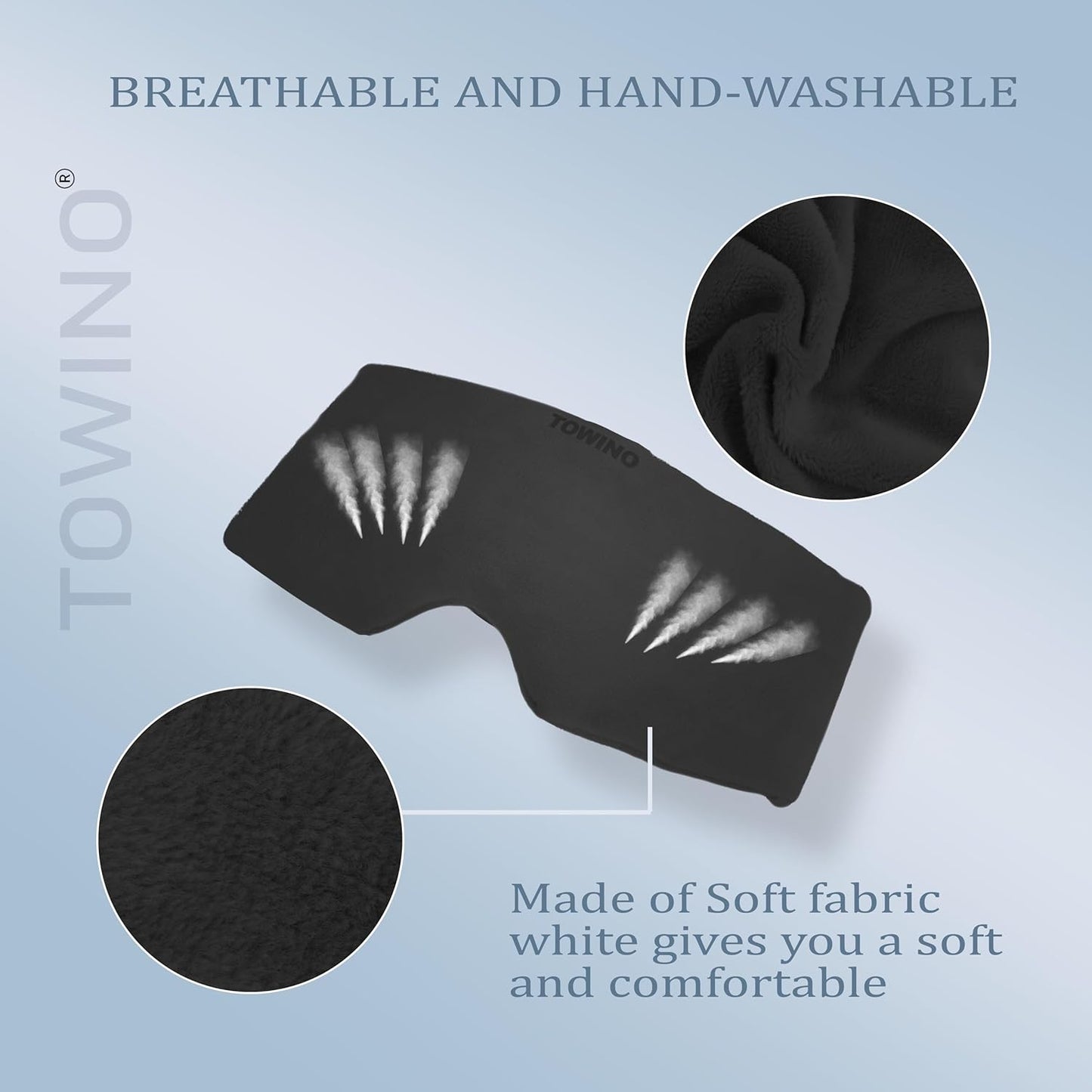 TOWINOÂ® Eye Mask for Sleeping Super Soft & Smooth And Fully Adjustable To All Size Heads - Super Soft & Comfortable for Women and Men, Blindfold for Travelling, Night Sleeping,Nap Suitable for All Family Members Made In India (Black)